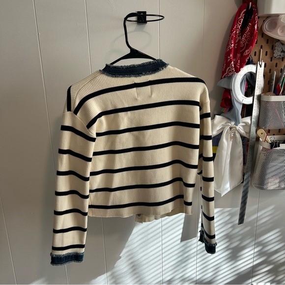 Sandro Stripey Cardigan with Denim Details - Picture 4 of 4